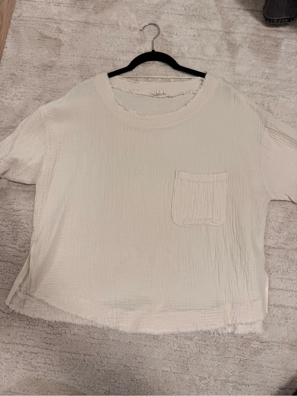 Roolee Off-White Crinkle Pocket Tee